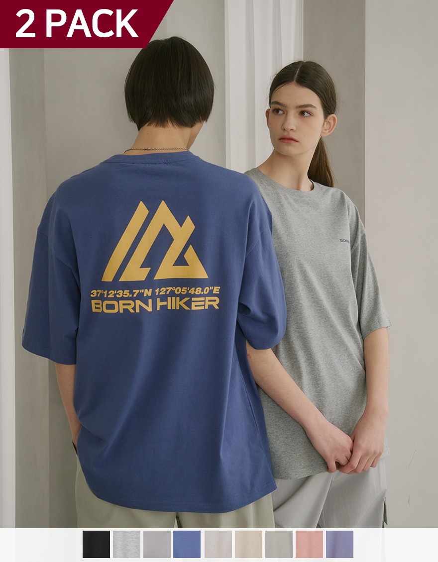 [패키지] 마운틴 로고 오버핏 반팔 티셔츠 2pack